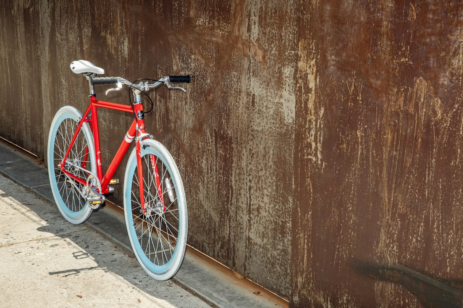 Red and white road bike
